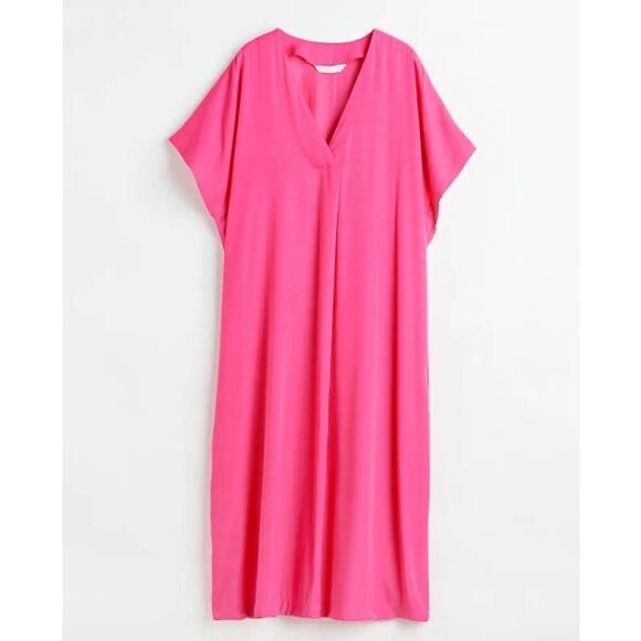 H&M Cerise Kaftan Dress Wide Cut New Barbiecore Barbie Core - Picture 5 of 6